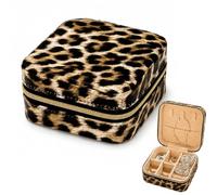 Leopard Print Travel Jewellery Box with Compartment Hook and Elastic Pocket