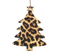 Leopard Print Tree Shape 6 PCS Wooden Ornaments for Christmas Holiday Decorations