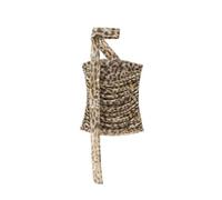 Leopard Print Tube Top Skirt Suit Women Cold Shoulder Pleated Crop Tops Hip Package Skirt Sets tops M