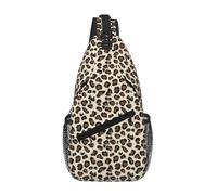 Leopard Print Unisex Chest Sling Bag With Multi-Pocket Design,Large Capacity Crossbody Bag Durable Polyester Adjustable Strap For Daily Commute Travel