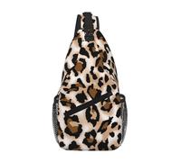 Leopard Print Unisex Chest Sling Bag With Multi-Pocket Design,Large Capacity Crossbody Bag Durable Polyester Adjustable Strap For Daily Commute Travel