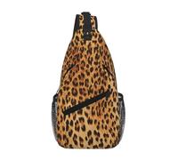 Leopard Print Unisex Chest Sling Bag With Multi-Pocket Design,Large Capacity Crossbody Bag Durable Polyester Adjustable Strap For Daily Commute Travel