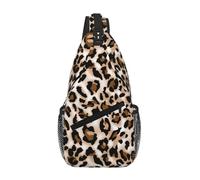 Leopard Print Unisex Chest Sling Bag With Multi-Pocket Design,Large Capacity Crossbody Bag Durable Polyester Adjustable Strap For Daily Commute Travel