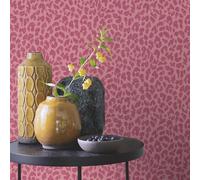 Rasch Leopard Print Pink Wallpaper Textured Metallic Effect Paste The Wall Vinyl