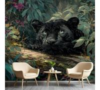 Leopard Print Wallpaper, Tropical Jungle Wallpaper, Landscape Tree Animal Wall Murals, Full HD Eco-Friendliness Mural for Bedroom TV Background Wall (Not Peel and Stick) 98" x 69" &o0266