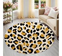 Leopard Print Washable Round Rug for Living Room 60 cm, Multicolored Fashion Animal Pattern Soft Play Mat for Kids & Pets, Safe Non-Slip Area Rugs for Teens Room or Nursery