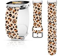 Leopard Print Watch Band for Fitbit Versa 4/3, Sense 2/1, Cute Silicone Animal Cheetah Dog Paw Replacement Smartwatch Wristband strap for Women Girl