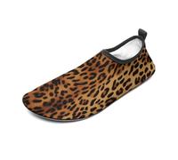 Leopard Print Water Shoes for Men Women, Lightweight Stretch Swim Shoes with Anti-Slip Rubber Sole, Quick-Dry Aqua Socks for Pool, Beach, Surfing, Style, 5 Women/5 Men