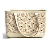 Leopard Print Waterproof Beach Tote Bag, Large Eva Portable Handheld Storage Basket, Multi-purpose Washable Carry Bag For Shopping Picnic Pool Gym Travel Daily H 46×24×32 cm / 18.11×9.45×12.60 in