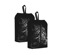 Leopard Print Waterproof Shoe Bag Travel Bag with Carry Strap Storage Bag Versatile Cosmetic Bag-2pcs