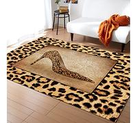 Leopard Print Women's High Heels Area Rug, Cheetah print Rugs for Living Room, Machine Washable Breathable Durable Carpet for Room Sofa Living Room Mat Bedroom Home Decor Floor Mats,120 x 180 cm