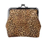 Leopard Print Women's Leather Kiss-Lock Coin Purse,Double-Sided Full Print Pattern,Ultra-Fine Fiber Leather,Small Clutch Wallet for Cash,Cards,Coins