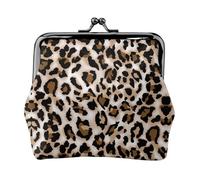 Leopard Print Women's Leather Kiss-Lock Coin Purse,Double-Sided Full Print Pattern,Ultra-Fine Fiber Leather,Small Clutch Wallet for Cash,Cards,Coins