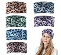 Leopard Print Yoga Headband - Wide Elastic Turban Head Wrap for Women & Girls, Cross Twist Knot Hair Accessory, Workout & Fashion Headpiece