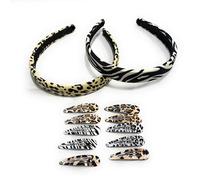 Leopard Print Zebra Stripes HEADBAND Hair Spring Snap Clips Bendies Sleepies Gift Set UK