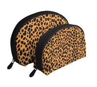 Leopard Printed Print Shell-Shaped 2-Piece Makeup Bag Set Travel Cosmetic Organiser Stylish Storage for Beauty & Gifts for Women Girls