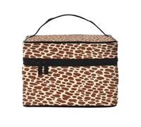 Leopard Printed -Print Waterproof Large Cosmetic Bag for Travel & Gym, Makeup Organizer with 4 Elastic Straps & Compartments,Premium Twill Fabric.