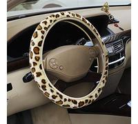 Leopard-Printed Steering Wheel Cover for Women Fluffy Warm Durable and High Elasticity Suit for Most Car, Truck, SUV, or Van