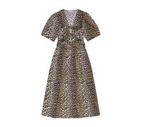 Leopard Printed Tie Strap Midi Dress - female - Ganni - Midi Dresses - Brown - S - Dresses S