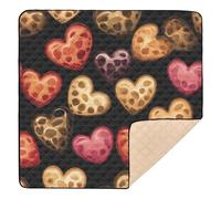 Leopard Prints Heart Baby Play Mat for Floor, 50x50 inch Playpen Mat,Thicken Soft Non-Slip Tummy Time Mat for Toddlers and Infants