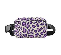 Leopard Purple Fashionable Waist Bag Fanny Pack for Women Men Teens Small Croose Body Purse with Adjustable Strap for Workout Running Hiking