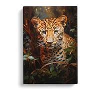 Leopard Realism Art Canvas Print | Gallery Wrapped 30mm Frame Wall Art | 30x20 inches | Ready to Hang | Contemporary Animals Picture | Living Room Bedroom Lounge Office