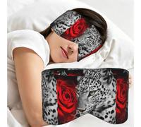 Leopard Red Rose, Sleep Mask for Home Travel, Full Eye Covers Light Blocking Eye Mask Sleep Eye and Ear Muffs