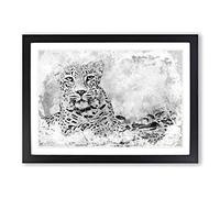 Leopard Resting in Abstract Framed Print | A2 Black Framed Wall Art | Ready to Hang | Abstract Animal Picture | Living Room Bedroom Lounge Office