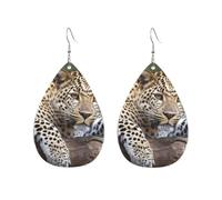 Leopard Resting On A Tree Acrylic Hoop Earrings For Women Teardrop Dangle Earrings Lightweight Fashion Jewelry Gifts Outfits Accessories For Women Ladies