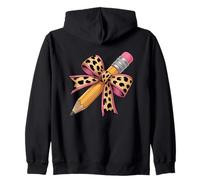 Leopard Ribbon Pencil Chic Stationery Fun Zip Hoodie