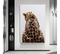 Leopard Roar Poster, Modern Minimalist Animal Wall Art, Wildlife Picture, Living Room Bedroom Home Decor 80x120cm frame