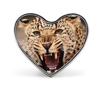 Leopard Roars Cool Animal Buttons Pin Memorial Boutonniere for Wedding Groom Bride, Customize Lapel Heart Pin for Christmas, Men Women Costume Decorative Fashionable Brooches