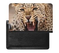 Leopard Roars Cool Animal Passport Holder for Men, PU Leather Passport Cover with Card Slot, Waterproof Passport Protector for Travel, Wallet Protector Case for Women