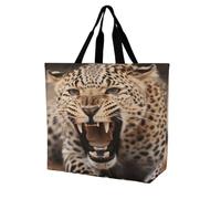 Leopard Roars Cool Animal Tote Bag Grocery Shopping Bags Shoulder Bag