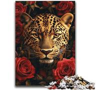 Leopard Rose Adult Jigsaw Puzzles 2000 Pieces,Family Game Stress Reliever Difficult Challenge Artists Collection,Fine Art (70X100cm)