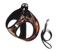 Leopard Rose Print Dog Harness,Pet Leash Vest,Adjustable And Reflective Vest,For Small To Medium Dogs