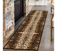 Leopard Runner Rug, 60x120cm, Vintage Brown Wild Animal Cheetah Print Throw Carpet, Non-Slip Breathable Non-Shedding Hallway Carpet, Washable Durable Kitchen Runner Mat for Laundry Room Bathroom