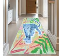 Leopard Runner Rug 60x240 cm, Animal Cheetah Runner Rugs for Hallway, Cute Abstract Graffiti Washable Non Slip Long Carpet, Floor Mat, Kitchen Bedroom Living Room Hall Entrance Decor, u119YT