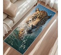 Leopard Runner Rug, African Wildlife Animal Panther Carpet Runner, 80x300cm, Short Pile Non-Slip Mat Washable Carpet For Indoor Hallway Kitchen