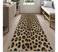 Leopard Runner Rug for Hallway 80x200cm Rustic Brown Cheetah Carpet Runner, Animal Print Long Carpet, Soft Machine Washable Rug for High Traffic Areas in Home