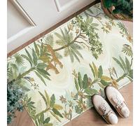 Leopard Runner Rug, Tropical Natural Palm Leaves Tree Summer Green Non-Slip Soft Doormat Throw Rug Stain Resistant for Kitchen Hallway Laundry Room Entryway Decor 2x3 Ft