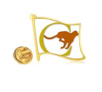 Leopard Running Chasing Prey Golden Metal Flag Lapel Pin Badge