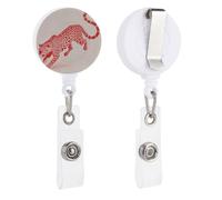 Leopard Running Graffiti Retractable Badge Holder Reel Clip ID Card Holder for Doctor Nurse Student Office Worker