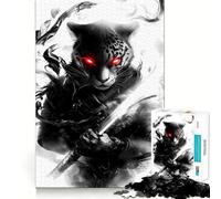 Leopard Samurai Warrior Animal 1000 Pieces Jigsaws Adults Puzzles Gifts Mind Workout Stress Less Home Activity Home Accent (50x75cm)