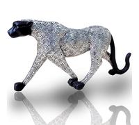 Leopard Sculpture Tiger Decorations, Money Gold Statues Cheetah Figurines Home Decor, Desktop Art Figure, Wild Animal Desk Ornaments for Living Room Party Bookcase (Gold)