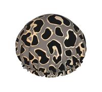 Leopard Seamless Pattern Design In Luxury Gold,Shower Cap Nightcap Double Layer Waterproof Elastic Bath Cap Reusable Hair Cap