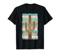 Leopard Serape Cactus Western Southwest Graphic Turquoise T-Shirt