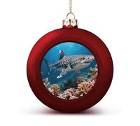 Leopard Shark Christmas Ball Ornaments - Shatterproof Plastic Vintage Rustic Xmas Tree Decorations Pendant for Family Holiday Wedding Party Xmas Hanging Decoration