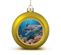Leopard Shark Christmas Ball Ornaments - Shatterproof Plastic Vintage Rustic Xmas Tree Decorations Pendant for Family Holiday Wedding Party Xmas Hanging Decoration