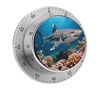 Leopard Shark Kitchen Timer 60 Minute Visual Wind Up Timers Indoor Mechanical Timers with Magnetic Base Stainless Steel Timer for Home Cooking Time Management Tool